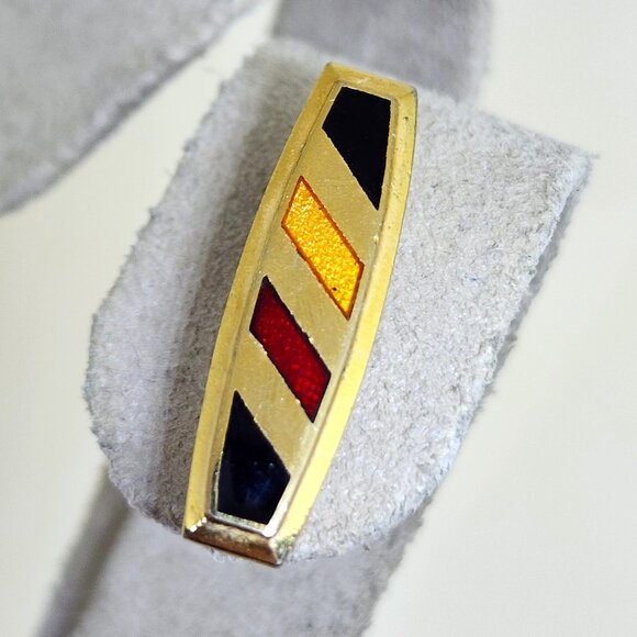 Vintage Men's Gold Finish Black Yellow Red Modern Style Bar Lapel Suit Pin - Picture 7 of 7
